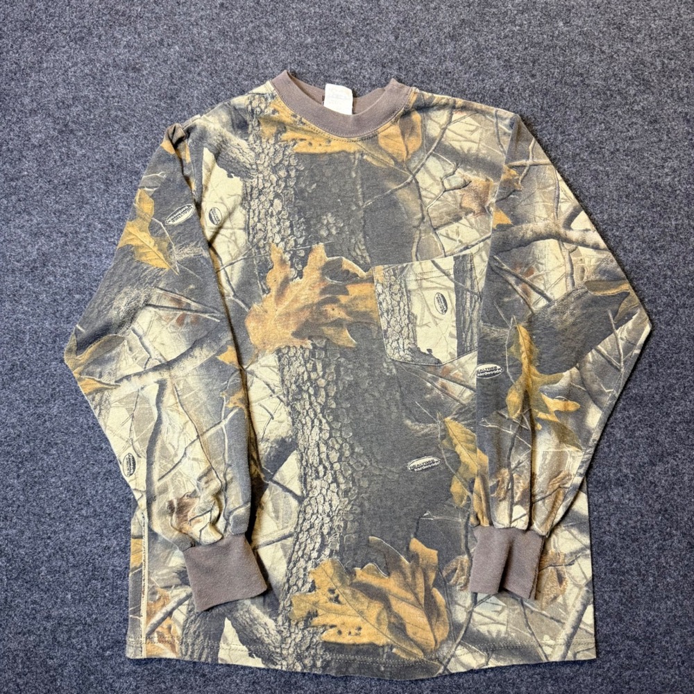 Vintage Ranger Long Sleeve Pocket Tee Mens M Brown Realtree Camo Hardwoods